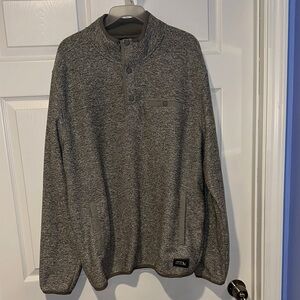 New Men's Eddie Bauer Gray Sweater Fleece Quarter Snap Pullover Size XL